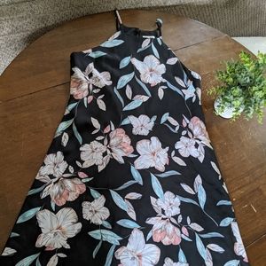 Decree Black Floral Halter Dress